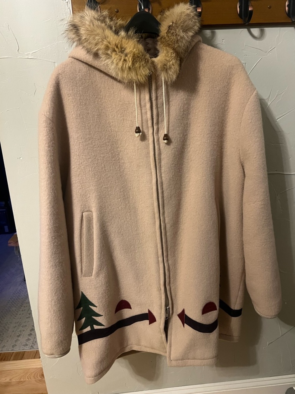 Vtg 70's HUDSON BAY Northern Parka Coat Jacket with Igloo Motif~Large or XL~Wool